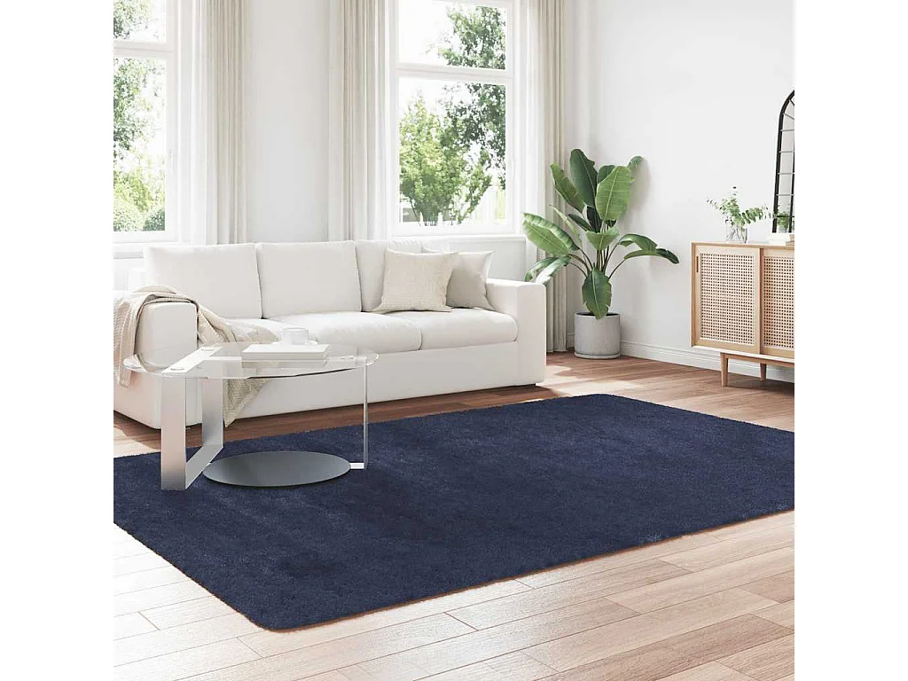 NAVARRA marineblauer Hochflor-Shaggy-Teppich 200x290 cm