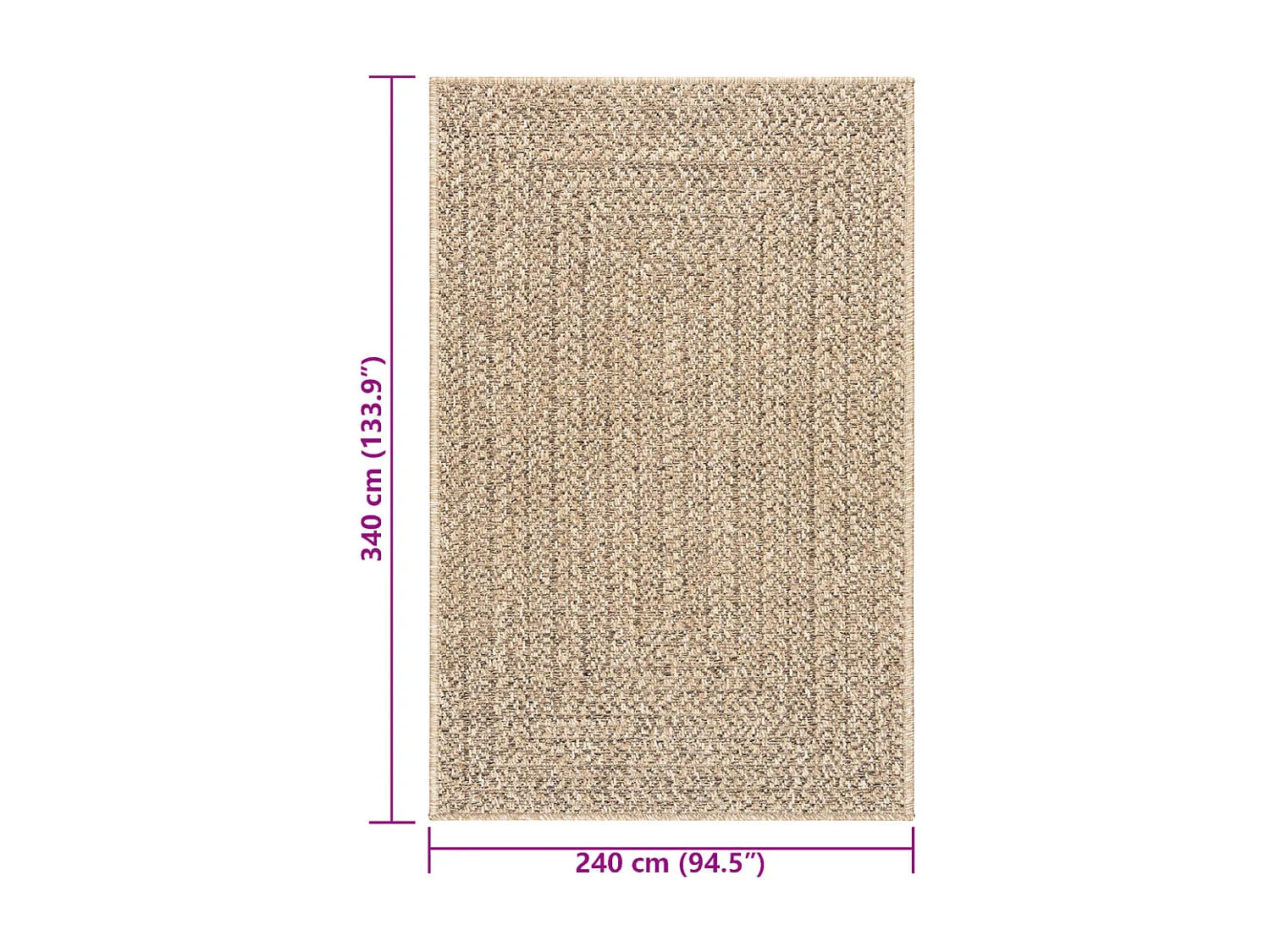 Tapis ZIZUR 240x340 cm aspect de jute intérieur et extérieur