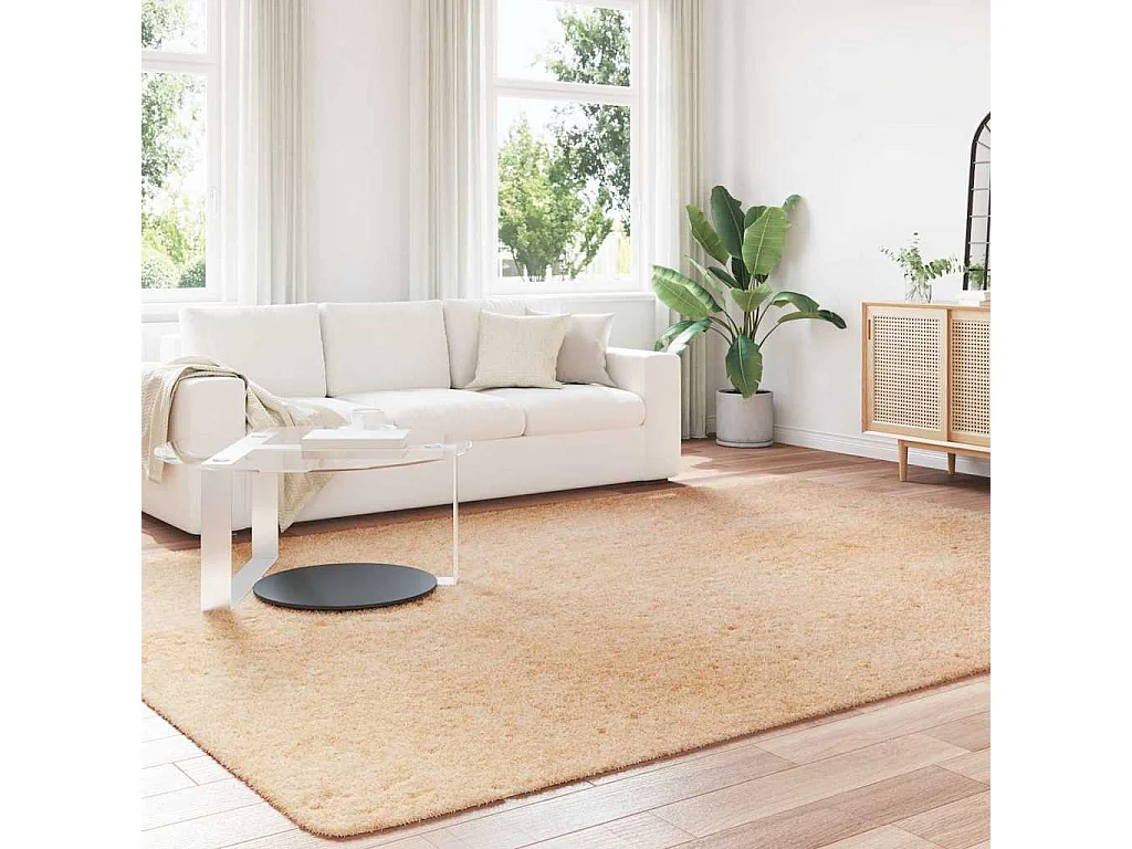 Tapis shaggy à poils longs NAVARRA beige 240x340 cm polyester