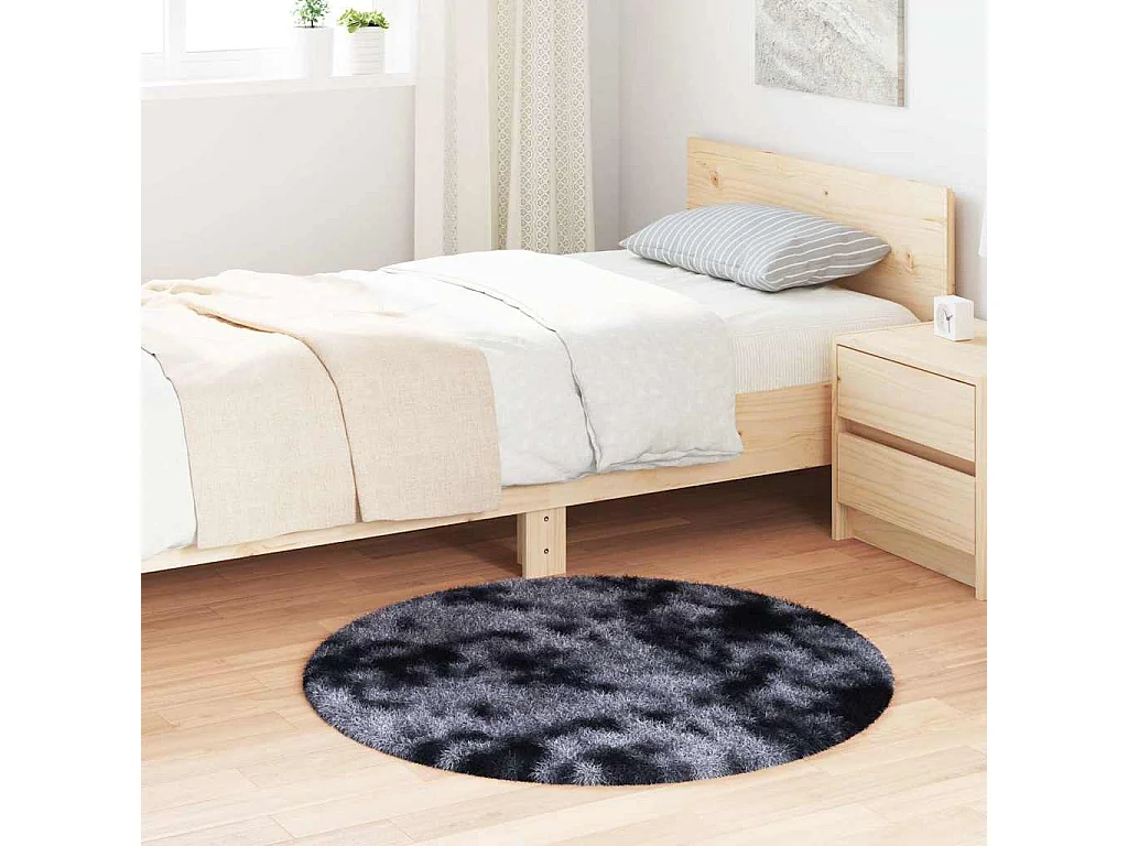 Tapis Shaggy à poils longs NAVARRA gris foncé 100x100 cm