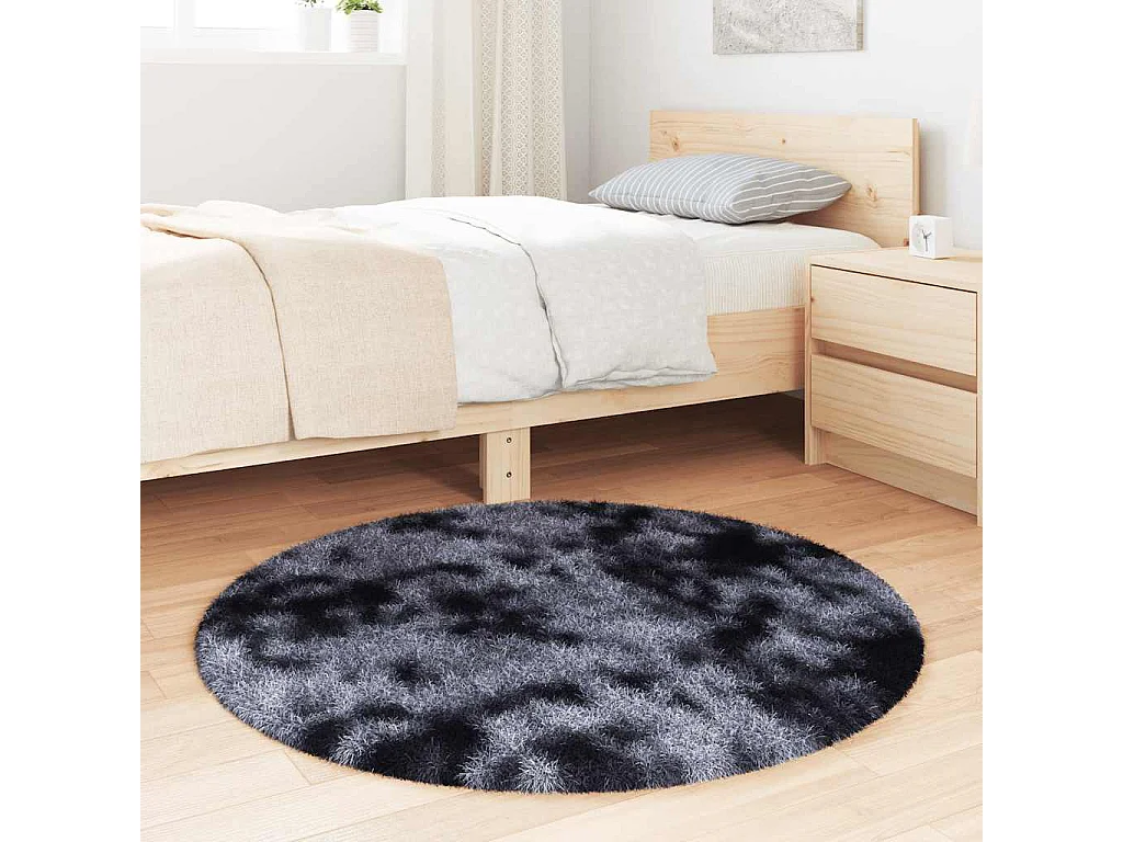 Tapis Shaggy à poils longs NAVARRA gris foncé 100x100 cm