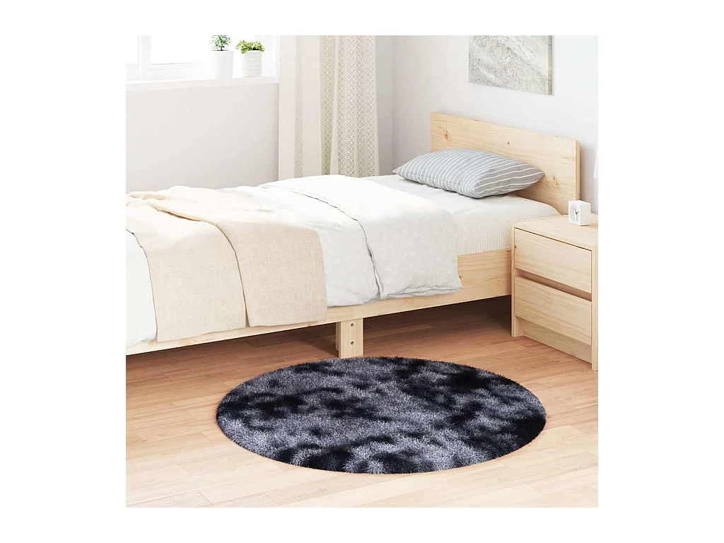 Tapis Shaggy à poils longs NAVARRA gris foncé 100x100 cm