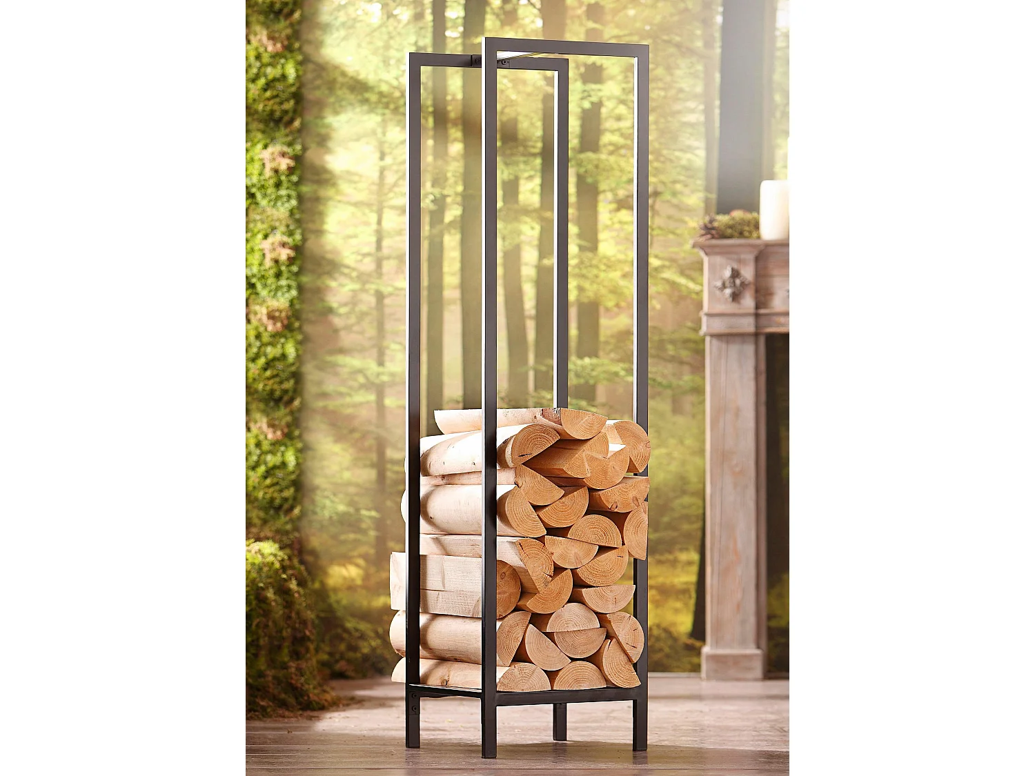 Kaminholzregal Metall Schwarz
