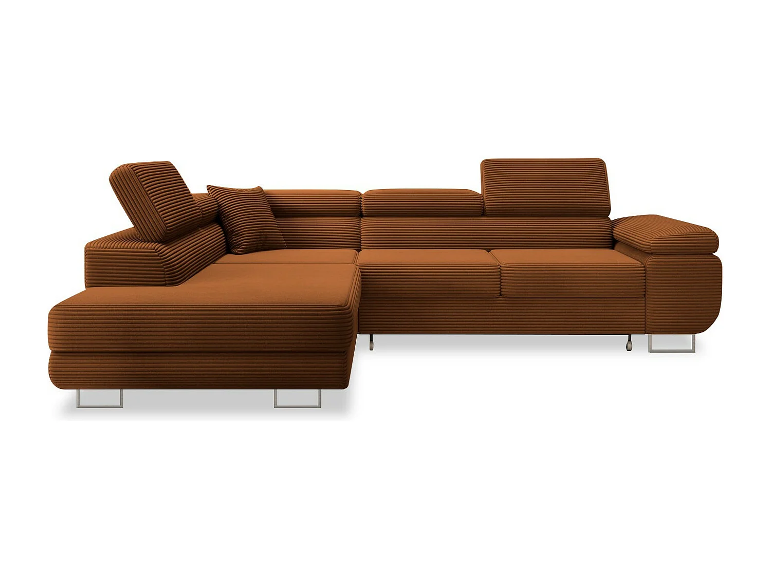 Canapé d'angle gauche convertible Marius velours côtelé Terracotta