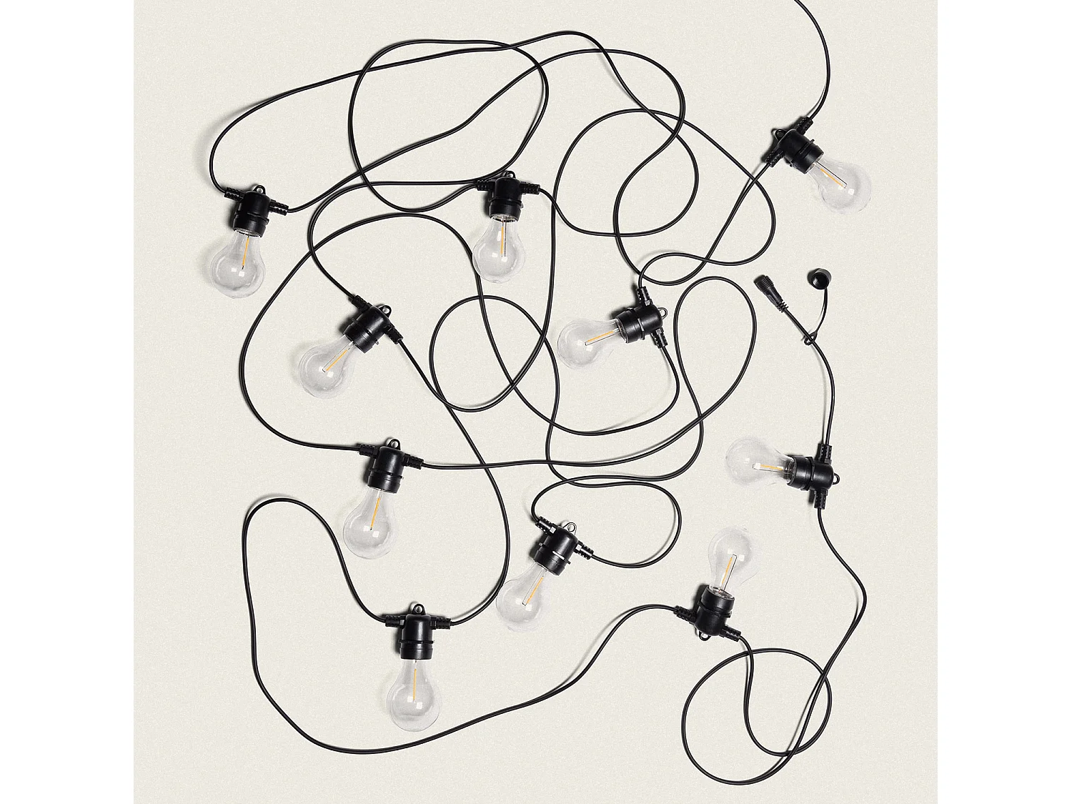 Guirlande Extérieure avec 10m Noire + 10 Ampules Filament LED E27 24V Noir