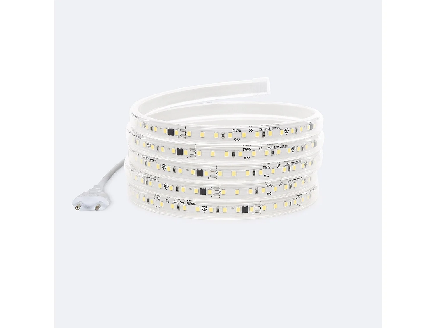 Tira LED Regulable 220V SMD Autorectificada 120 LED/m 10W/m 1000lm/m Ancho 12mm Corte 10cm IP65 a Medida 6000K Blanco Frío 15 m