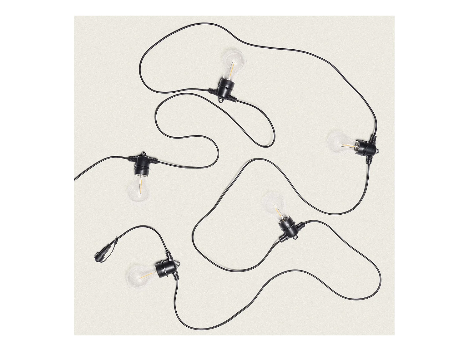 Guirlande Extérieure avec 5m Noire + 5 Ampules Filament LED E27 24V Noir