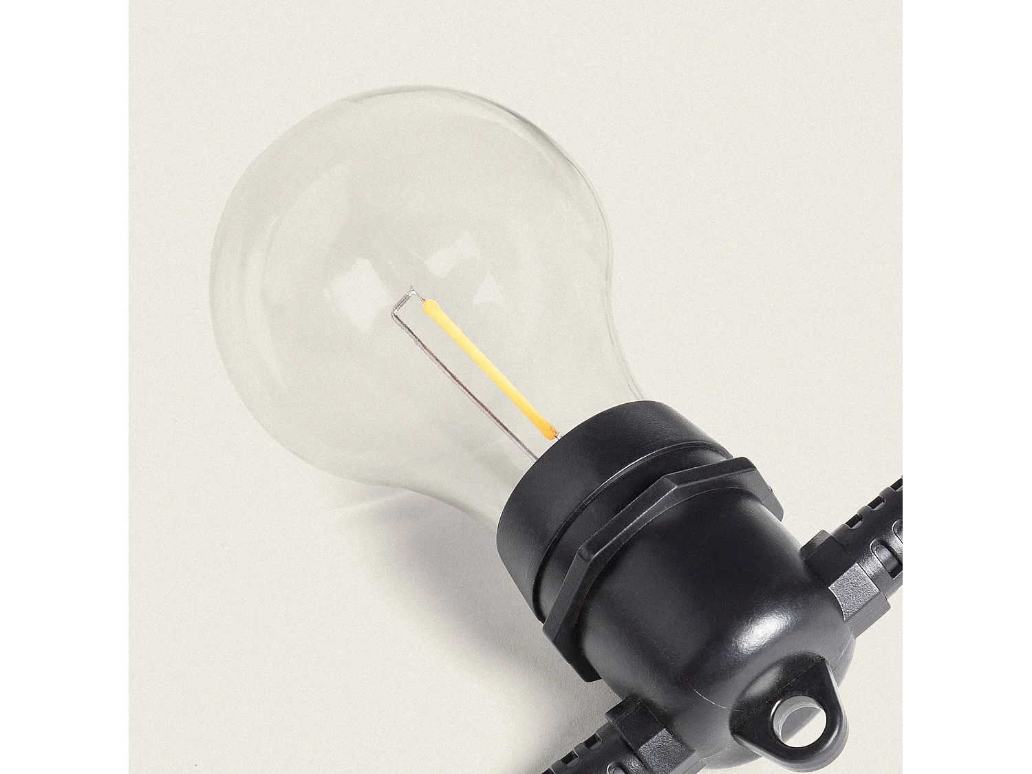Kit Guirnalda Luces Exterior 5m Negro + 5 Bombillas Filamento LED E27 24V Negro