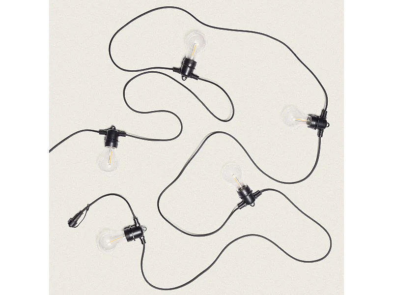 Guirlande Extérieure avec 5m Noire + 5 Ampules Filament LED E27 24V Noir
