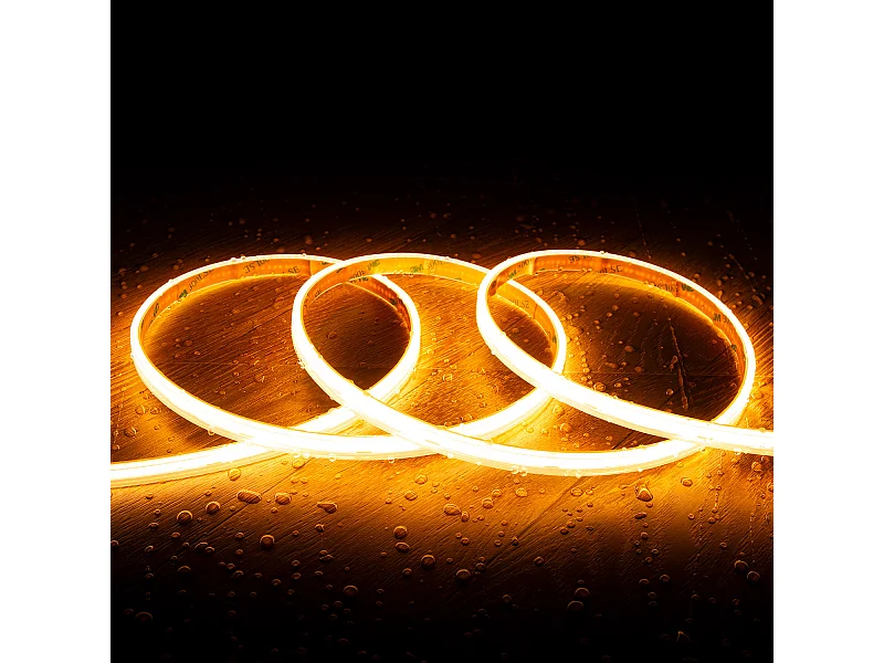 Bobina 5m Striscia LED 24V COB 320 LED/m 10W/m 1000lm/m Larga 10mm IP65 CRI90 Taglio 5cm 2200K Super Caldo