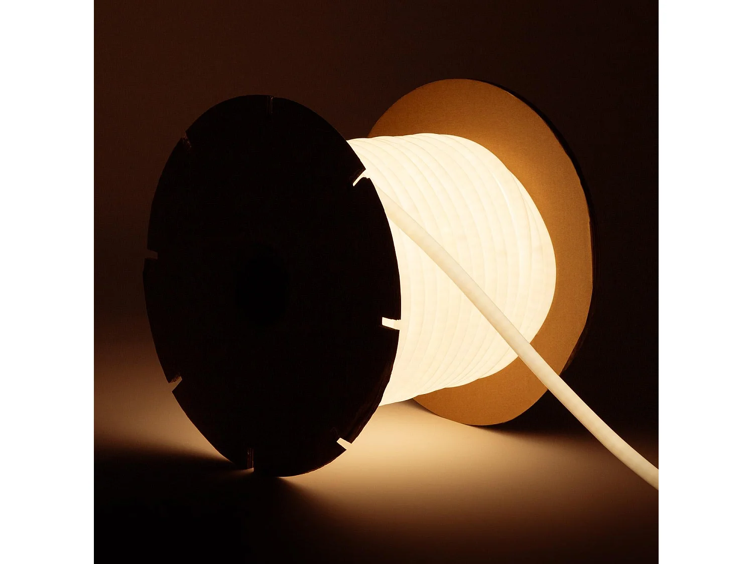 Bobine Gaine Néon LED Dimmable  220V Circlaire SFLEX14 50 Mètres IP65 Coupe 100 cm Blanc chaud