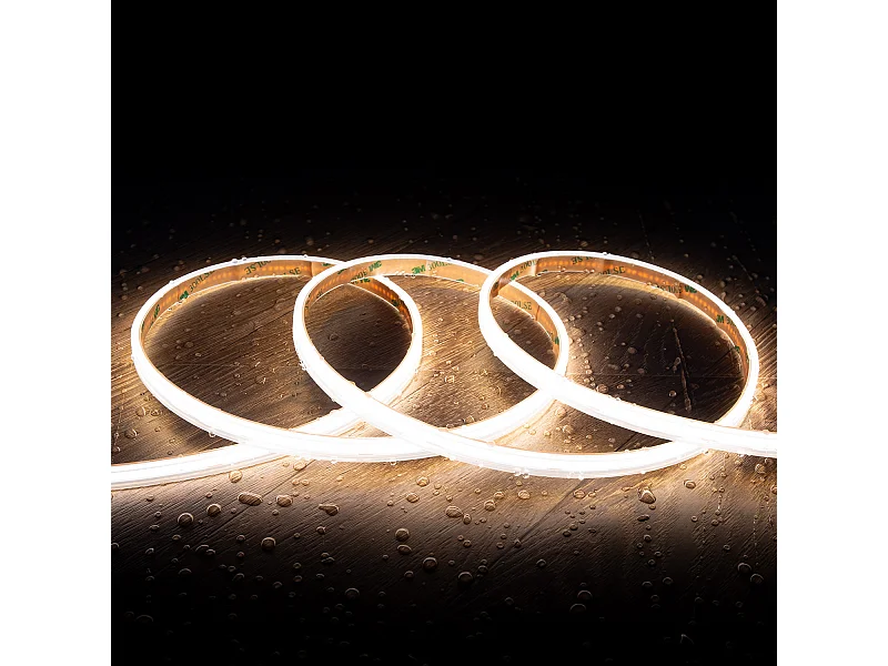 Ruban LED 24V COB 320 LED/m 5m 10W/m 1000lm/m Largeur 10mm Coupe 5cm IP65 CRI90 4000K Blanc neutre