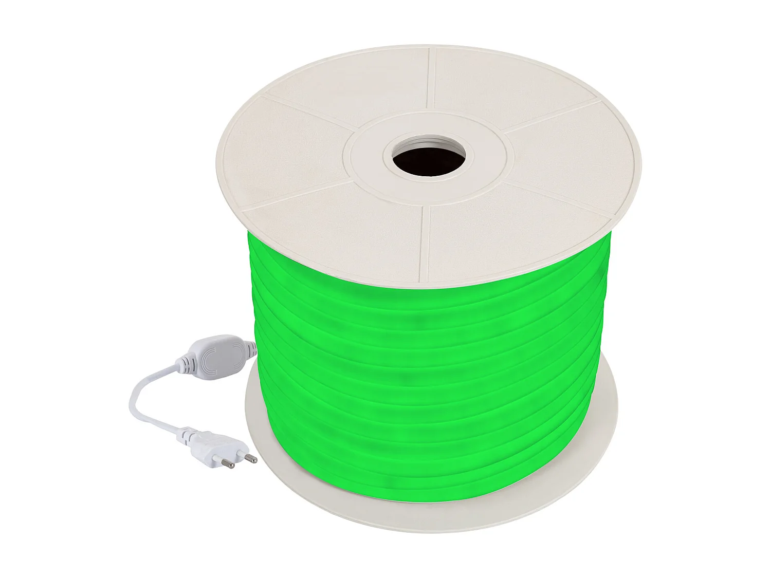 Bobina 50m Striscia LED Neon Regolabile 220V Verde Circolare 360 9W/m IP67 Taglio 100cm Verde