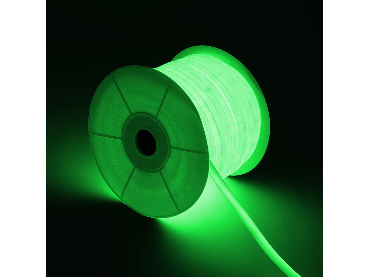 Bobina 50m Striscia LED Neon Regolabile 220V Verde Circolare 360 9W/m IP67 Taglio 100cm Verde