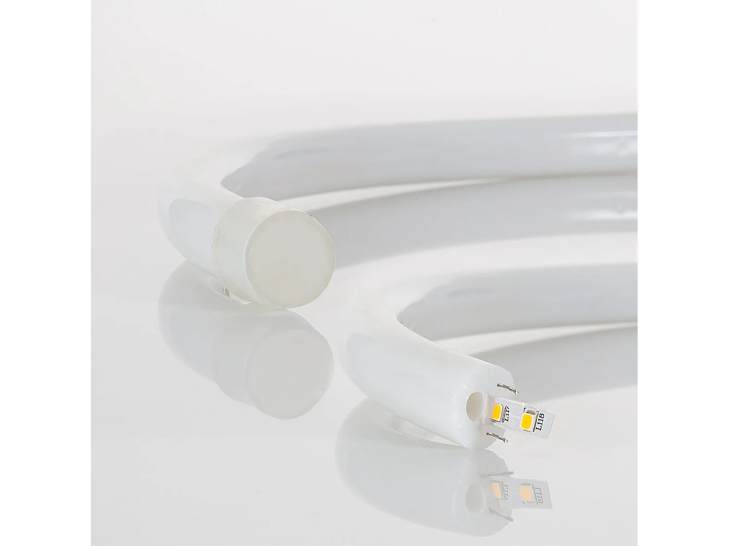 Bobina 50m Striscia LED Neon Regolabile 220V Verde Circolare 360 9W/m IP67 Taglio 100cm Verde