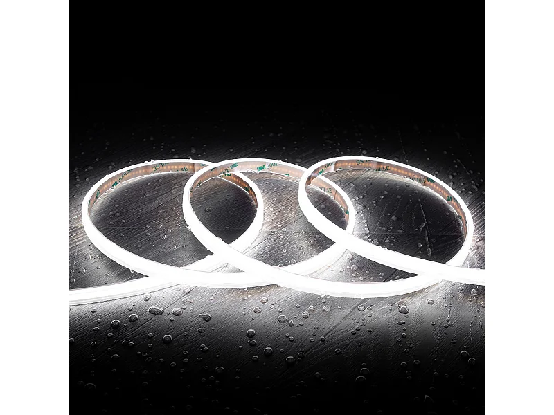 Tira LED 24V COB 320 LED/m 5m 10W/m 1000lm/m Ancho 10mm Corte 5cm IP65 CRI90 6000K Blanco Frío