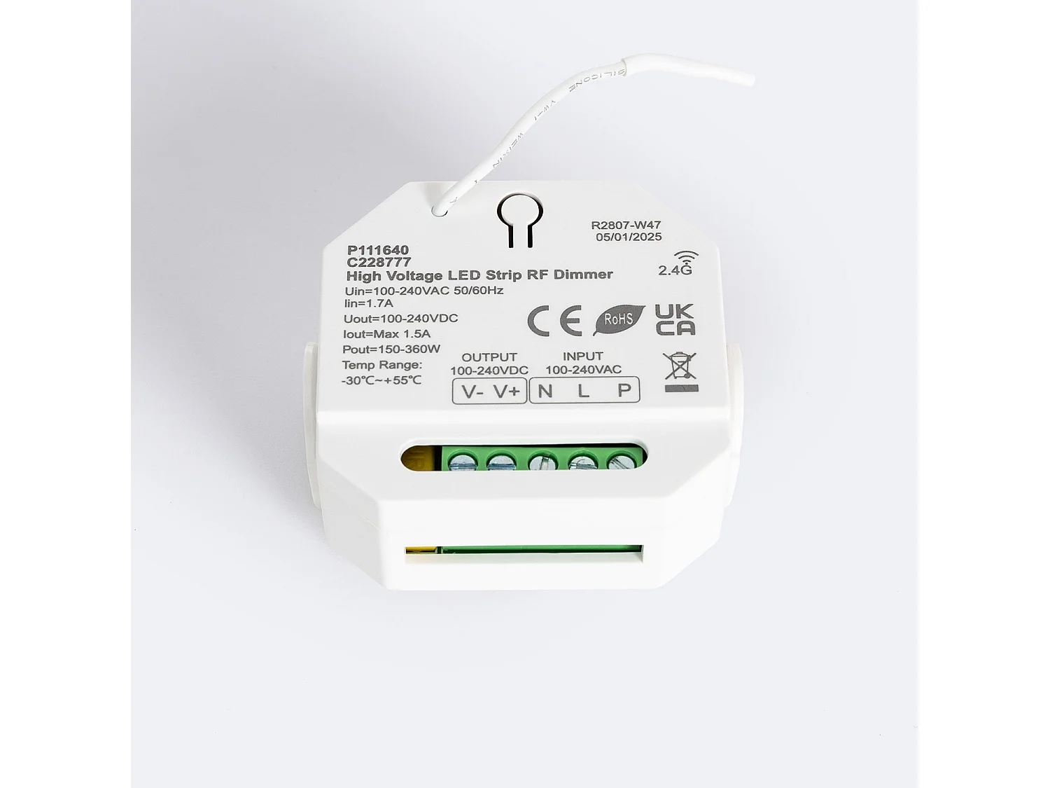 Contrôleur Variateur Ruban LED Monochrome 220-240V AC Compatible avec Bouton Poussoir et Télécommande RF Monochrome