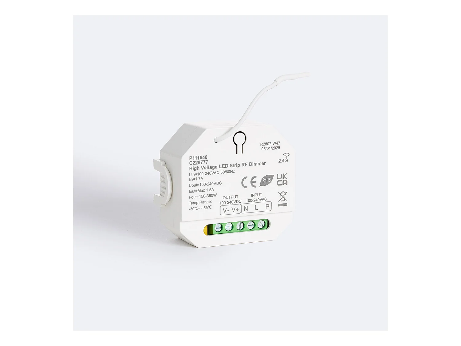 Contrôleur Variateur Ruban LED Monochrome 220-240V AC Compatible avec Bouton Poussoir et Télécommande RF Monochrome