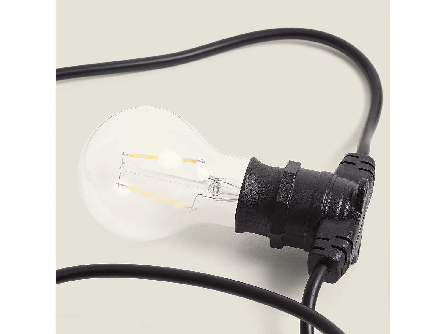 Kit Ghirlanda Luci per Esterni IP44 5m Nero + 5 Lampadine Filamento LED B22 6W G95 4000K Bianco Naturale