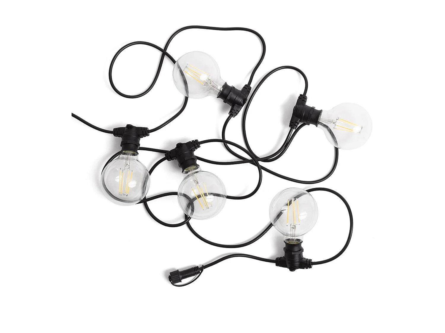 Kit Guirlande Lumineuse Extérieure IP44 5m Noire + 5 Ampoules Filament LED B22 6W G95  4000K Blanc neutre