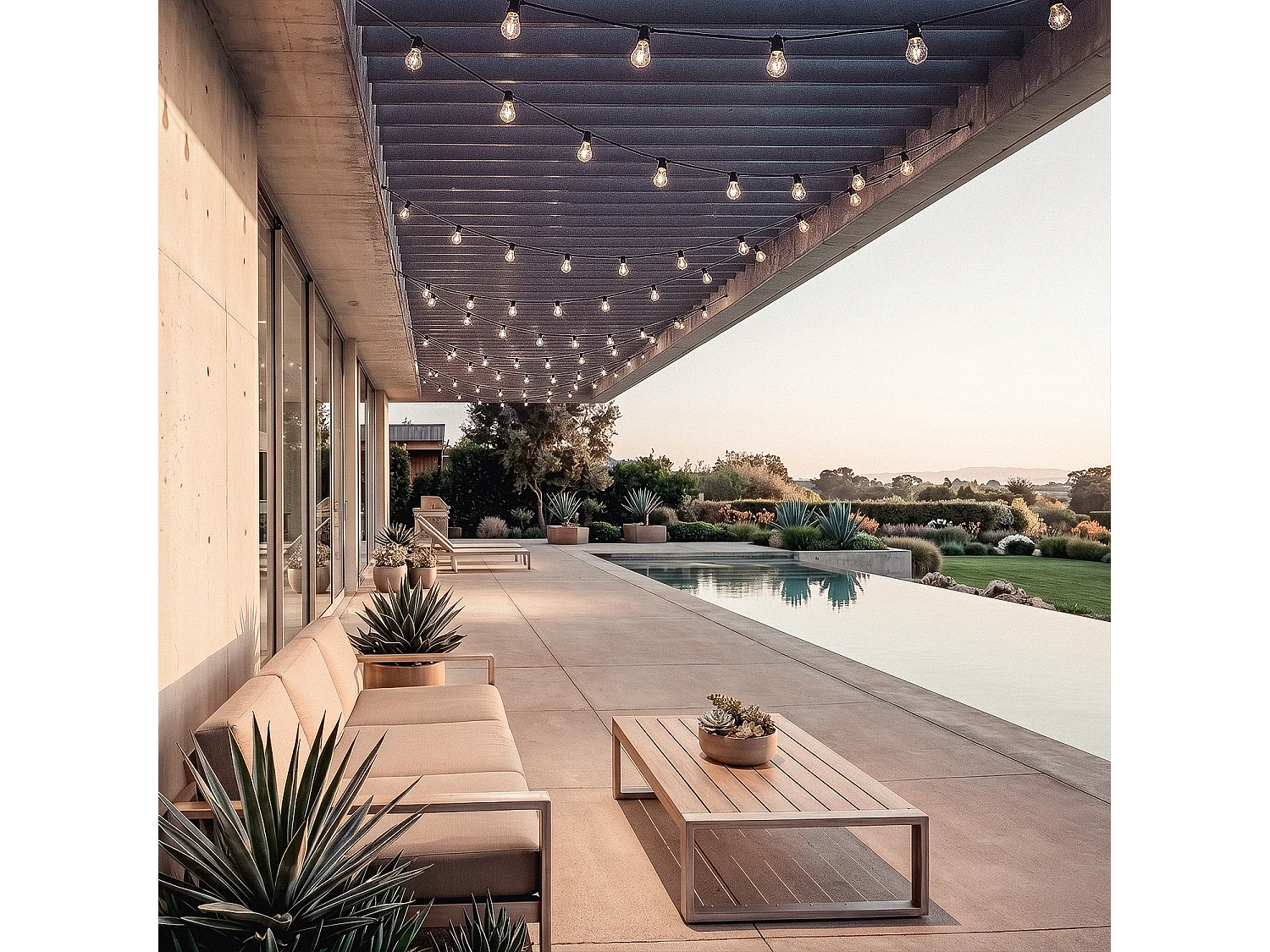 Kit Ghirlanda Luci per Esterni IP44 5m Nero + 5 Lampadine Filamento LED B22 6W G95 4000K Bianco Naturale