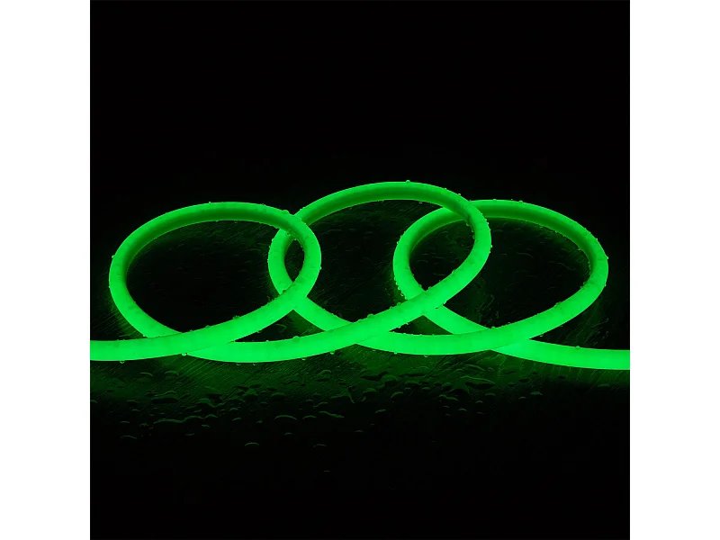 Striscia LED Neon Regolabile 220V Circolare 8W/m SFLEX14 IP65 Taglio 100cm Verde 25 m