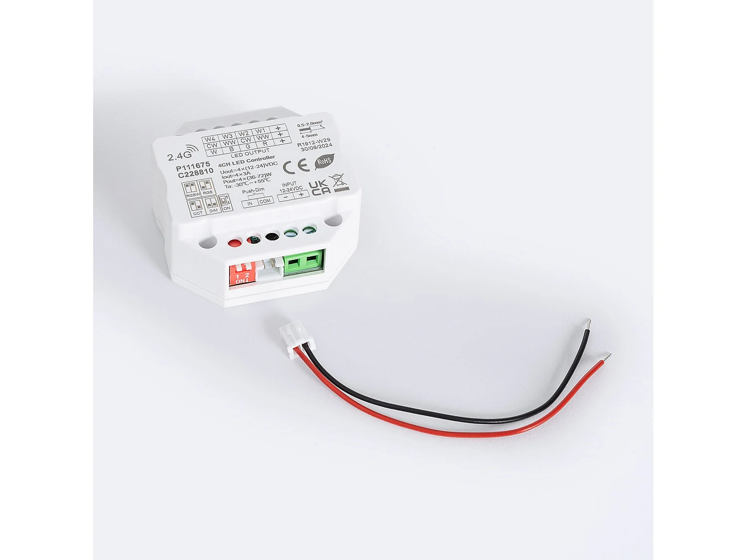 Contrôleur Variateur LED de dernière génération 12/24V DC pour Ruban LED CCT/RGB/RGBW, compatible avec Télécommande RF Monochrome / CCT / RGB / RGBW