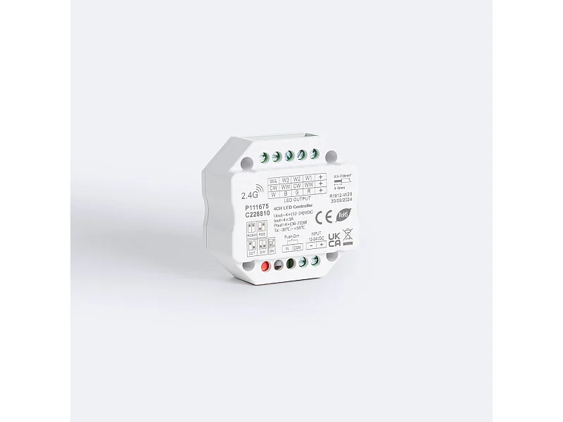 Contrôleur Variateur LED de dernière génération 12/24V DC pour Ruban LED CCT/RGB/RGBW, compatible avec Télécommande RF Monochrome / CCT / RGB / RGBW