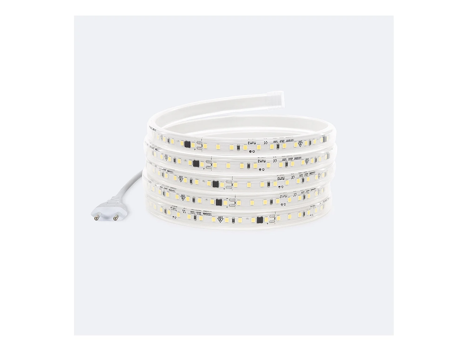 Striscia LED Regolabile 220V SMD Autorettificata 120 LED/m 10W/m 1000lm/m Larga 12mm IP65 Taglio 10cm 6000K Bianco Freddo 3 m