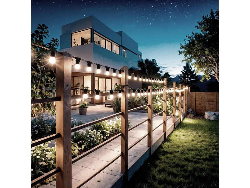 Guirnalda Exterior con Bombillas LED B22 Filamento A60 10m IP44 Negro 4000K Blanco Neutro