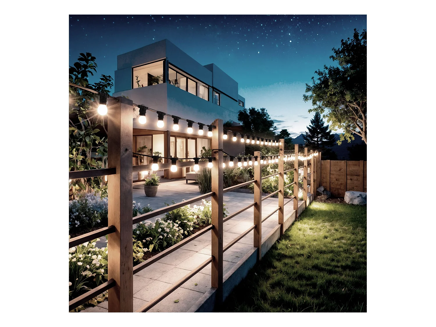 Kit Ghirlanda Luci per Esterni IP44 10m Nero + 10 Lampadine Filamento LED B22 2W A60 4000K Bianco Naturale