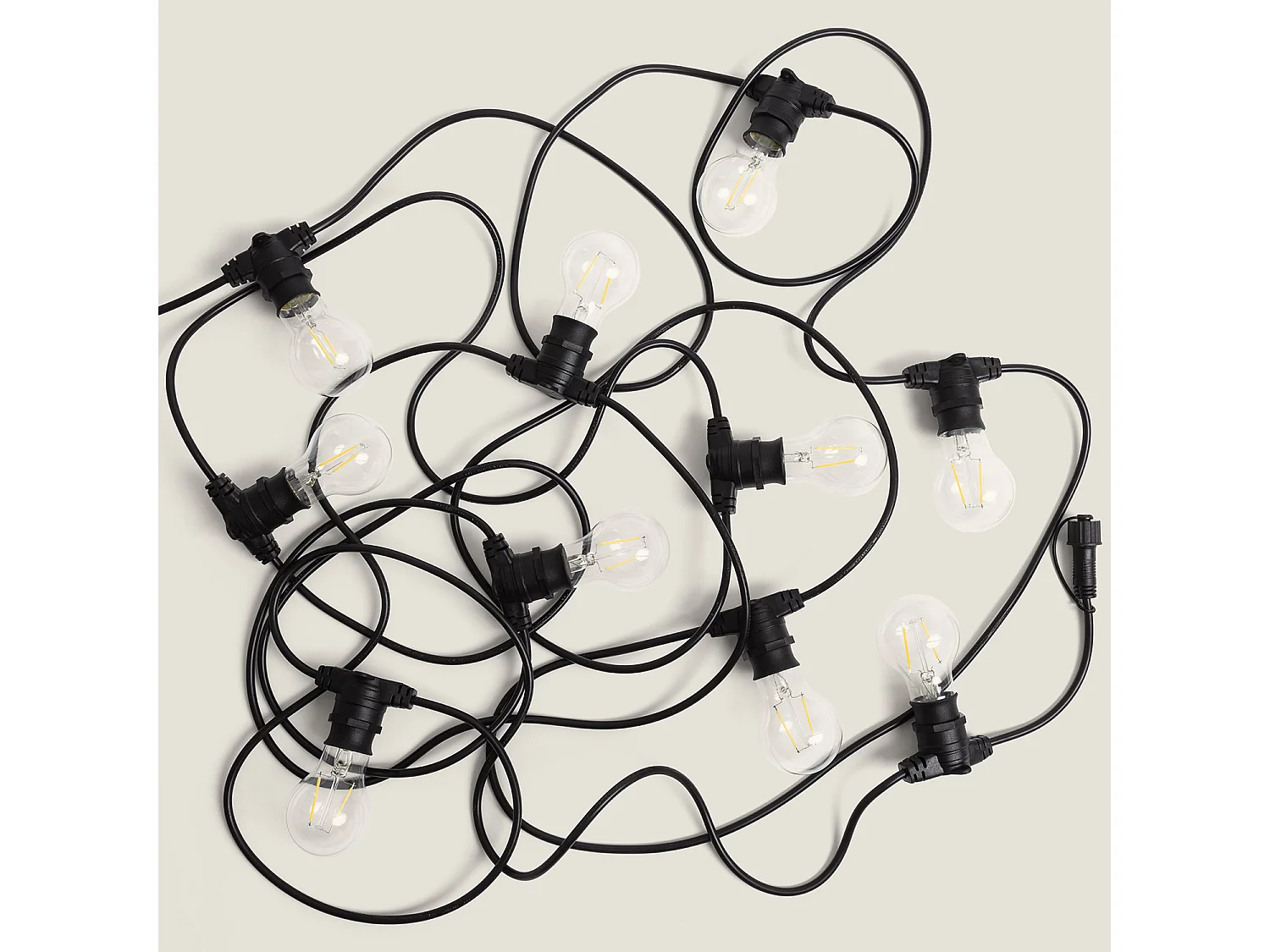 Kit Guirlande Lumineuse Extérieure IP44 10m Noire + 10 Ampoules Filament LED B22 2W A60 4000K Blanc neutre