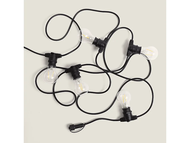 Guirnalda Exterior con Bombillas LED B22 Filamento A60 5m IP44 Negro 4000K Blanco Neutro