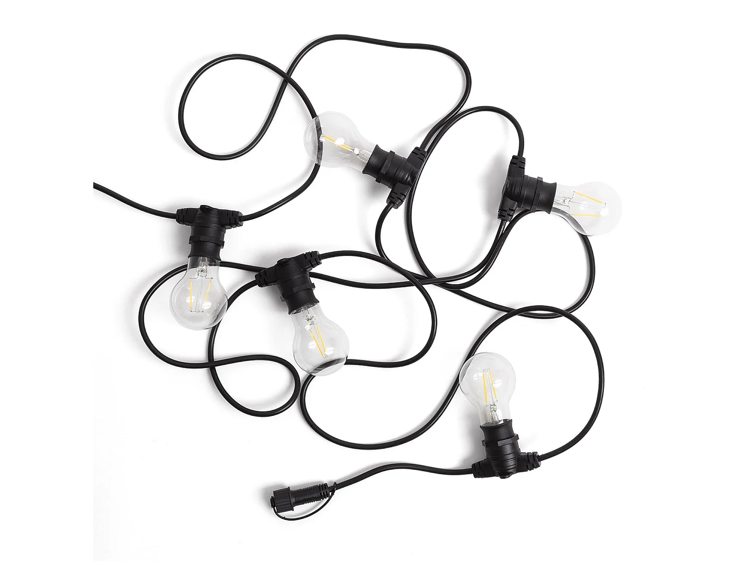 Kit Guirlande Lumineuse Extérieure IP44 5m Noir + 5 Ampoules LED Filament B22 2W 4000K Blanc neutre