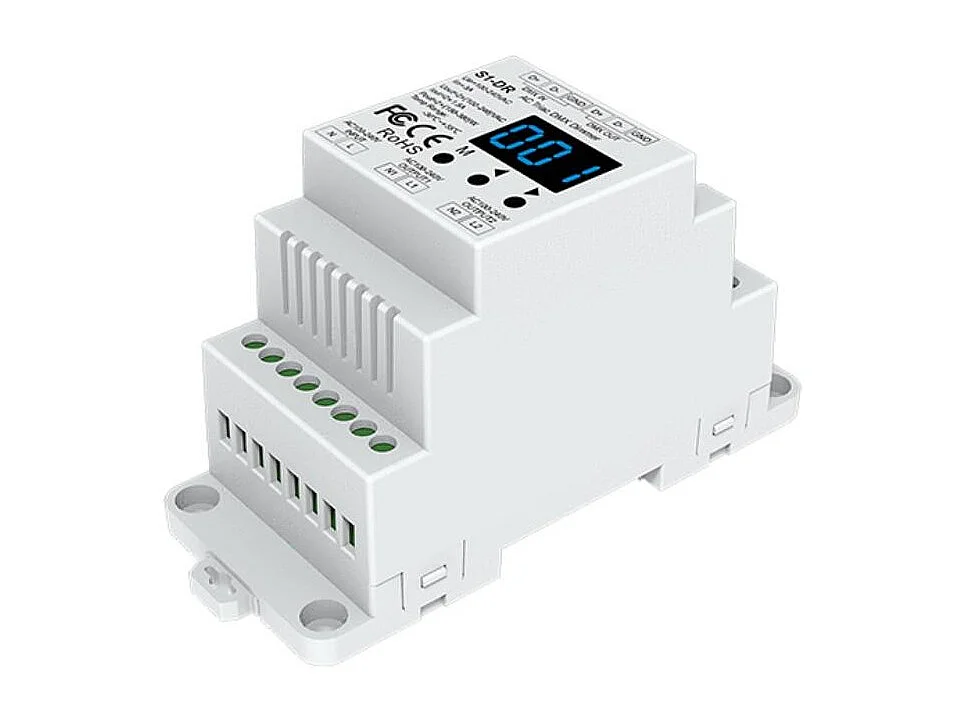 Contrôleur décodeur TRIAC DMX RDM à 2 canaux pour rail DIN