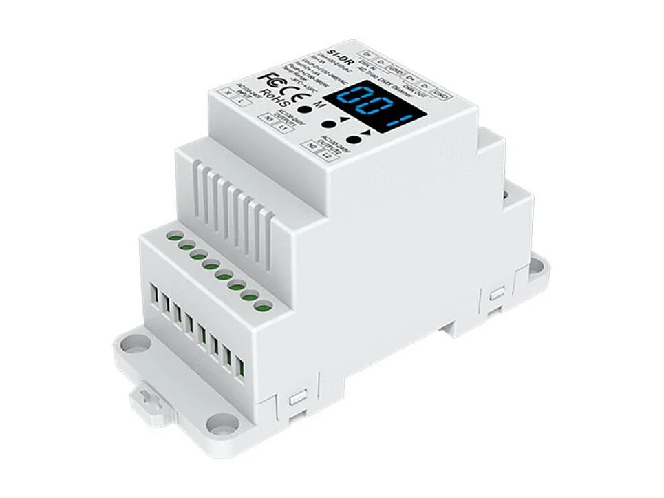 Contrôleur décodeur TRIAC DMX RDM à 2 canaux pour rail DIN