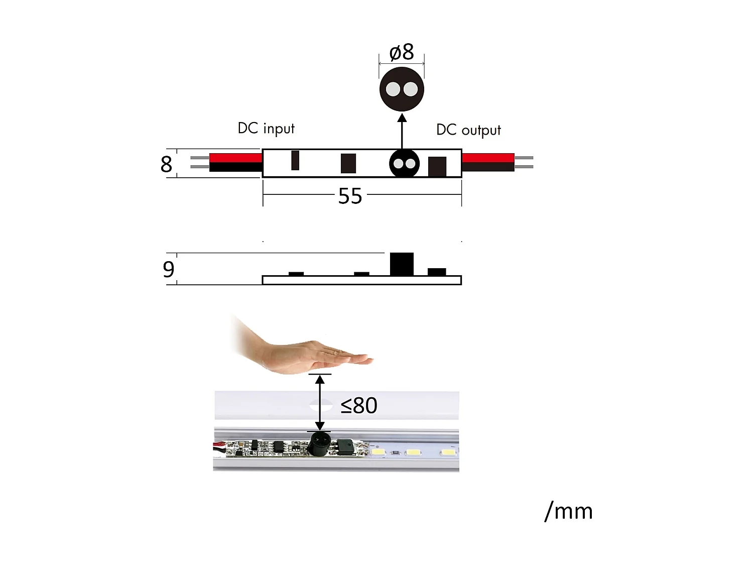 Mini Interrupteur Capteur Sans Contact pour Rubans LED 12-24V DC Monocolor / CCT / RGB / RGBW / RGBWW