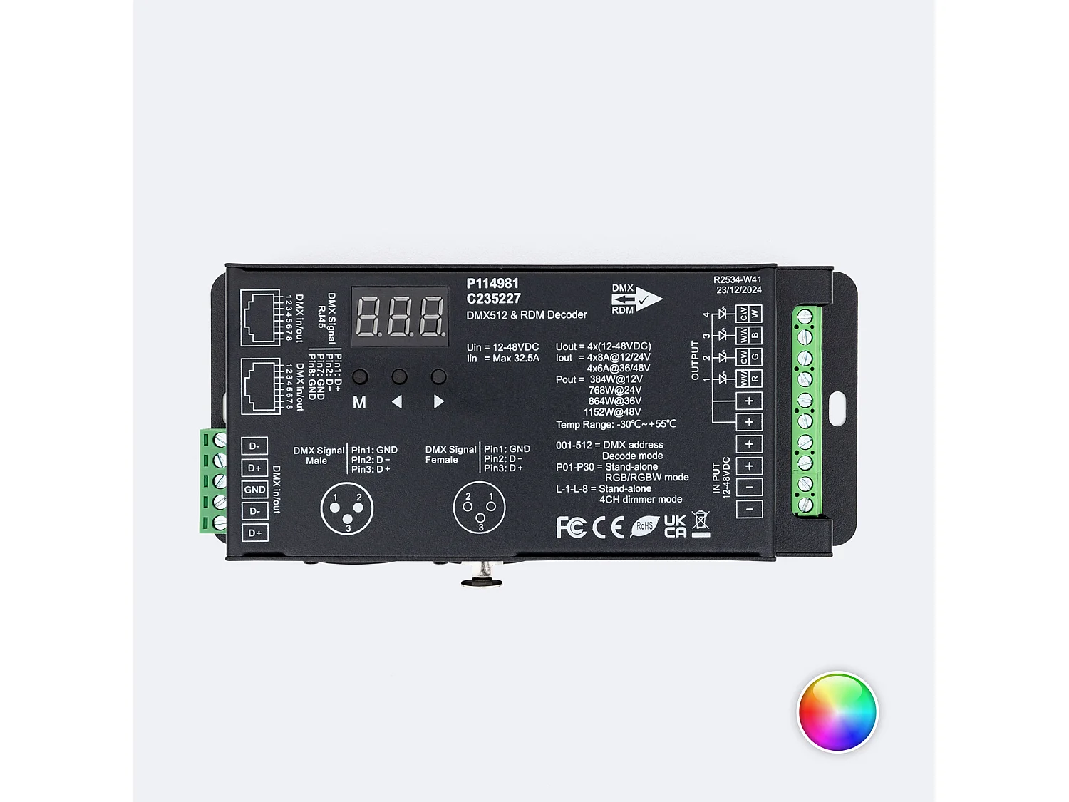 Décodeur DMX512 RDM pour Ruban RGB/RGBW High Power RGB/RGBW