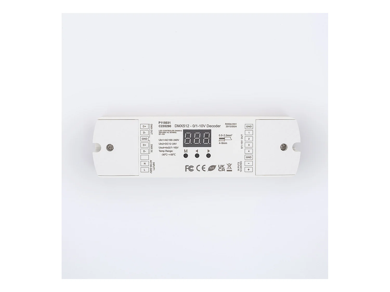 Convertidor DMX512 a 0/1-10V 4 Canales Blanco