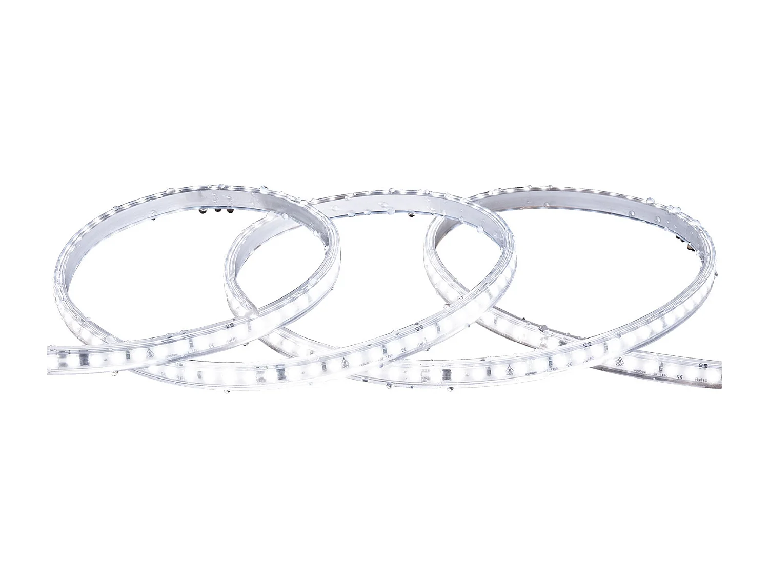 Ruban LED Dimmable 220V SMD Auto-redressement 120 LED/m 10W/m 1000lm/m Largeur 12mm Coupe 10cm IP65 Sur mesure 6000K Blanc froid 2 m