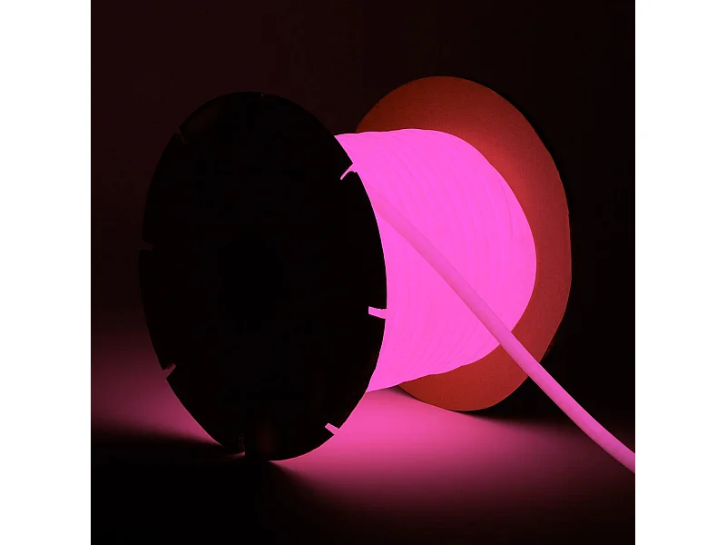 Bobina 50m Striscia LED Neon Regolabile 220V Circolare SFLEX17 8W/m IP65 Taglio 100cm Rosa