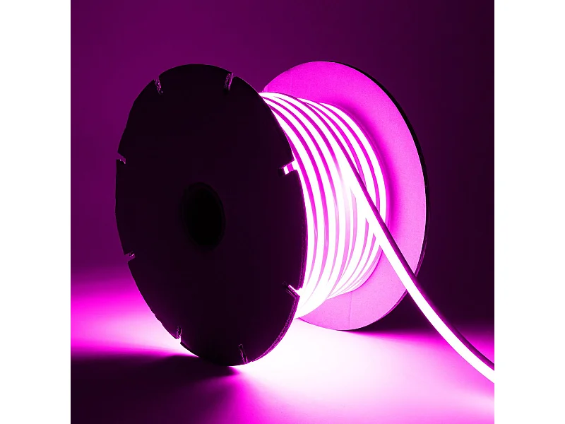 Tira LED Neón Regulable 220V BOBINA 50m SFLEX8 8W/m Corte 100cm IP65 Rosa