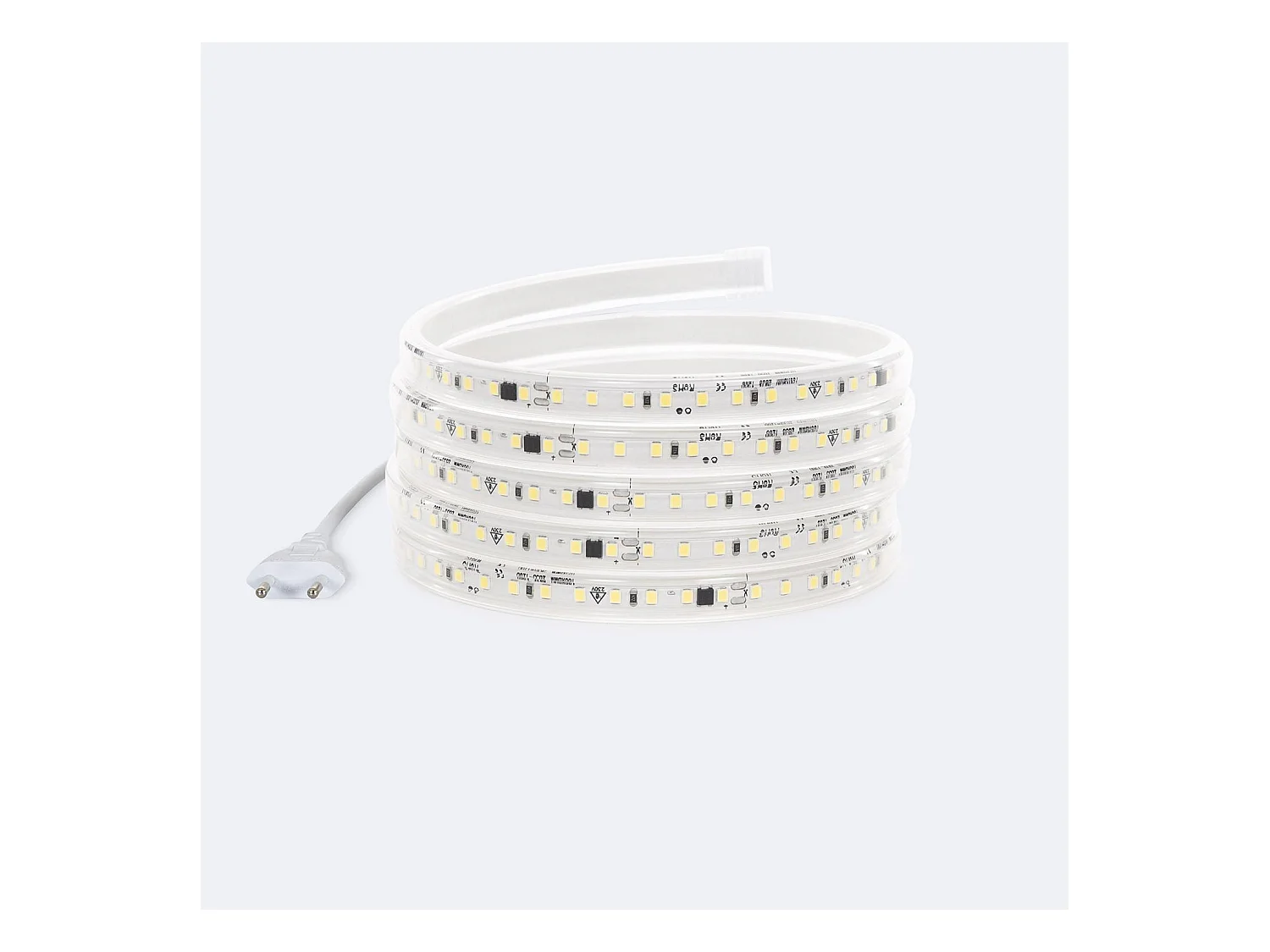 Tira LED Regulable 220V SMD Autorectificada 120 LED/m 10W/m 1000lm/m Ancho 12mm Corte 10cm IP65 a Medida 2700K Blanco Cálido 25 m