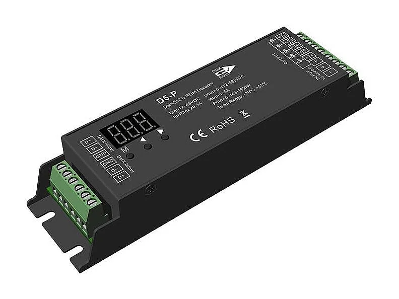 Decodificador DMX512 & RDM 12-48V DC RGBWW 5 Canales RGBWW
