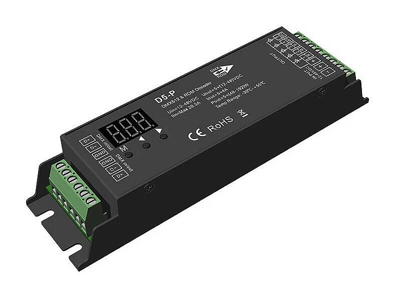 Décodeur DMX512 & RDM 12-48V DC RGBWW 5 Canaux RGBWW