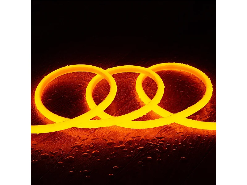 Striscia LED Neon Regolabile 220V Circolare 8W/m SFLEX14 IP65 Taglio 100cm Arancione 2 m