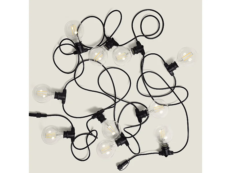 Guirnalda Exterior con Bombillas LED B22 Filamento G95 10m IP44 Negro 4000K Blanco Neutro