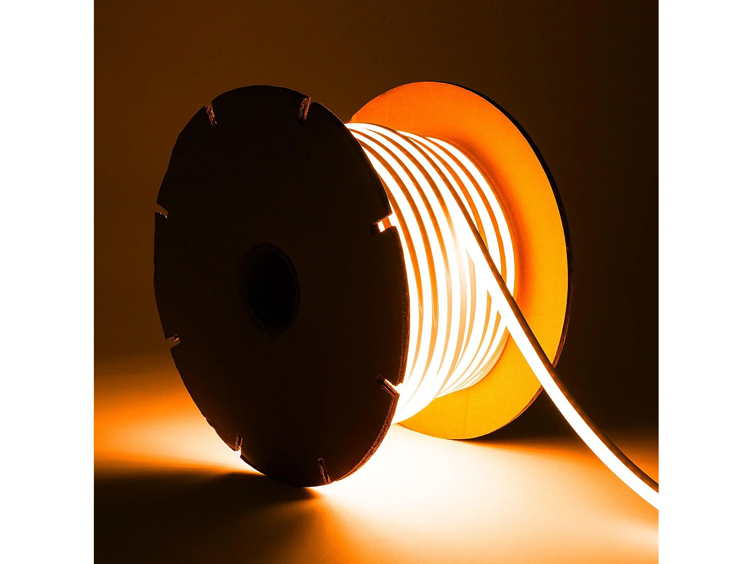 Tira LED Neón Regulable 220V BOBINA 50m SFLEX8 8W/m Corte 100cm IP65 Naranja