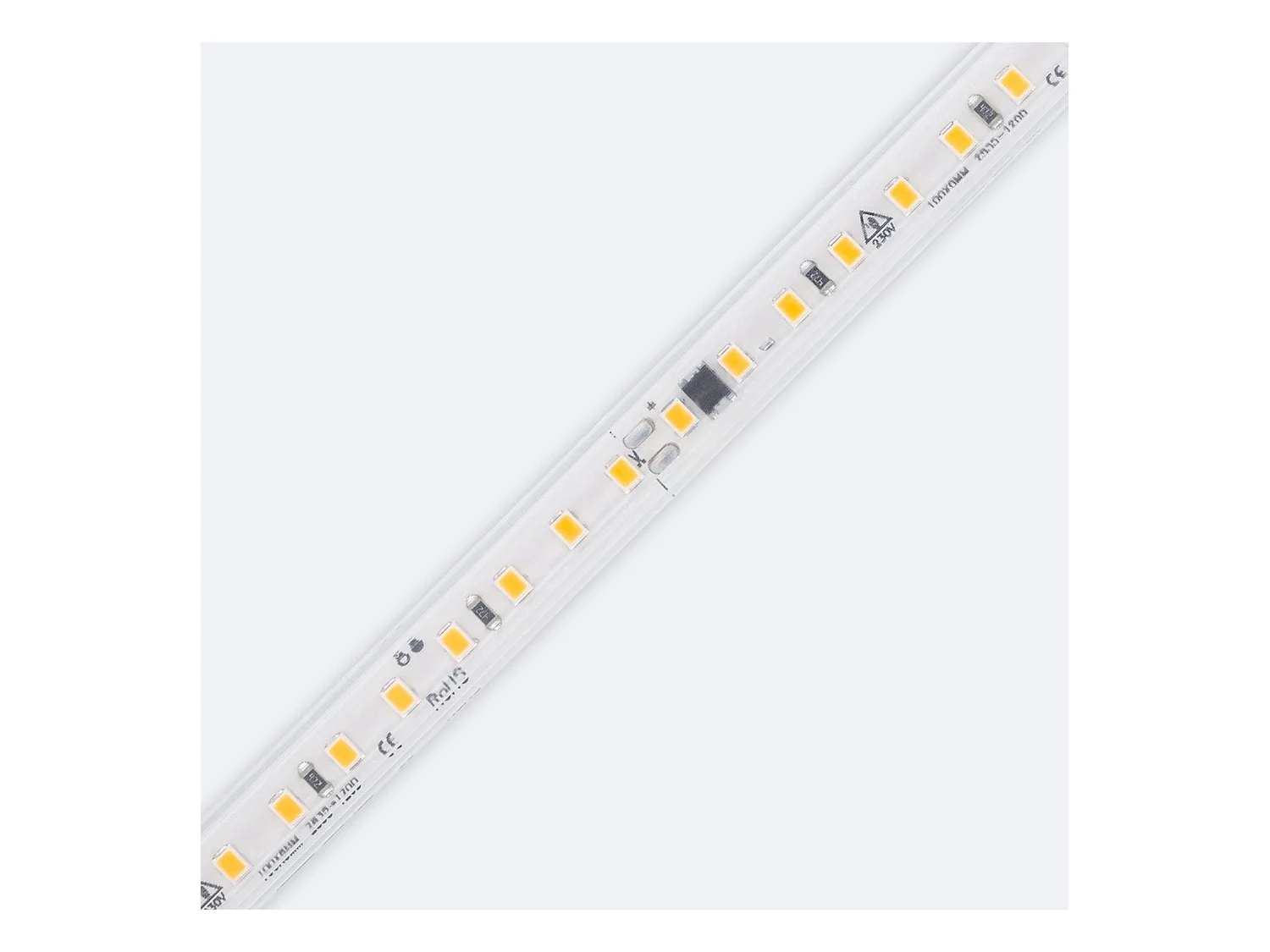 Striscia LED Regolabile 220V SMD Autorettificata 120 LED/m 10W/m 1000lm/m Larga 12mm IP65 Taglio 10cm 6000K Bianco Freddo 1 m