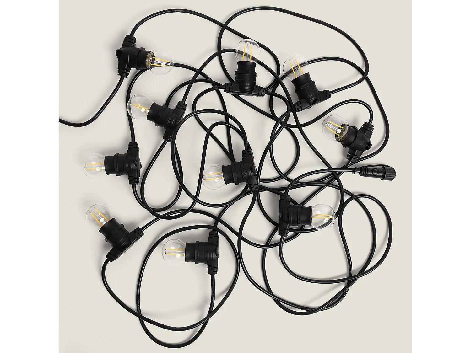 Kit Ghirlanda Luci per Esterno IP44 10m Nero + 10 Lampadine Filamento LED B22 2W G45 4000K Bianco Naturale